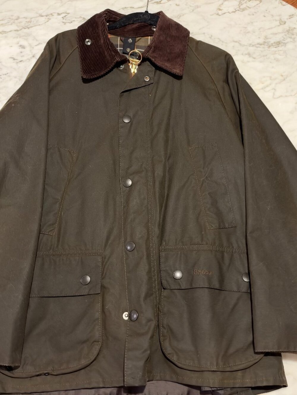 Barbour Classic Bedale Waxed Jacket – Olive – Size 38 – Made in England